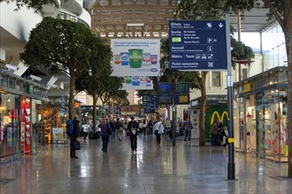 Marseille-Saint-Charles railway station, Marseille, Hectic railway station with people, shops and a