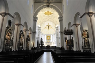 Romanesque UNESCO Kilian Cathedral, St. Kilian, Cathedral, Interior view of a baroque church with