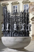 Fountain, inner courtyard, New Town Hall, Brno, Jihomoravsky kraj, Czech Republic, Europe