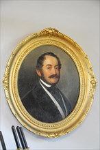 Langenburg Castle, Portrait painting of a man with a moustache in an oval gold frame, Langenburg