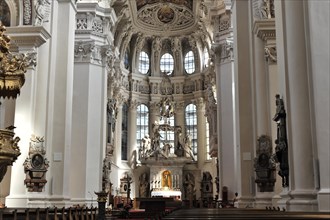 St Stephen's Cathedral, Passau, magnificent baroque church with a richly decorated altar area, St