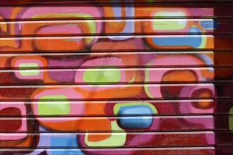 Marseille, wall with bright, abstract graffiti in vivid colours, Marseille, Departement