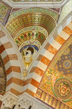 Church of Notre-Dame de la Garde, Marseille, Detailed ceiling of a church with mosaics and