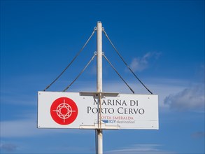 Information board, boat mooring, marina of Porto Cervo, Costa Smeralda, Sardinia, Italy, Europe