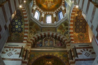 Church of Notre-Dame de la Garde, Marseille, view upwards into the interior of a church with an
