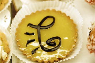 Marseille, A tartlet with lemon filling and flavoursome chocolate decoration, Marseille,
