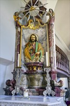Side altar, Church of St Alexander and St George, Memhoelz, Allgaeu, Swabia, Bavaria, Germany,