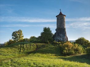 Defence defence tower Steinerner Beutel at Waischenfeld Castle, Waischenfeld, Upper Franconia,