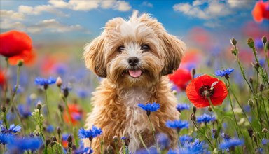 KI generated, animal, animals, mammal, mammals, Maltipoo (Canis lupus familiaris), dog, dogs,