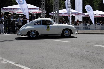 Ivory-coloured Porsche Coupe classic car at a motorsport event, SOLITUDE REVIVAL 2011, Stuttgart,