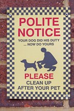 Sign to remove dog faeces, Folkestone, Kent, Great Britain