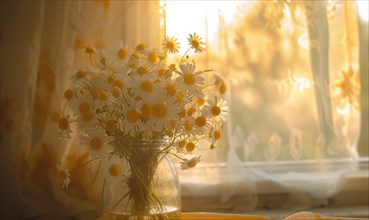 Chamomile bouquet in a vase AI generated