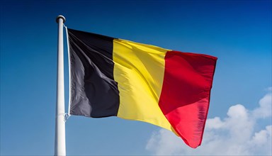 Flags, the national flag of Belgium flutters in the wind