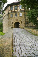Access to the moated castle Sachsenheim, Grosssachsenheim Castle, former moated castle, archway,
