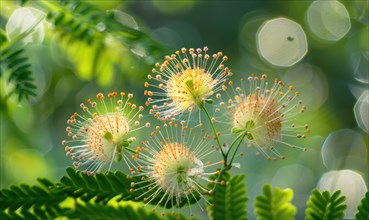 A detailed close-up view of Mimosa seed pods AI generated