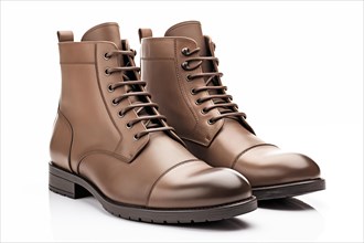 Elegant Brown Leather Boots Isolated, AI generated