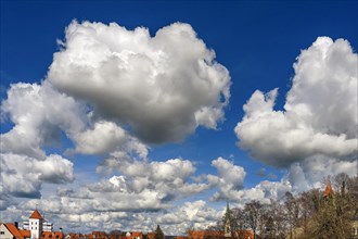 Cumulus, cumulus, cluster clouds over Lempten, Allgaeu, Swabia, Bavaria, Germany, Europe
