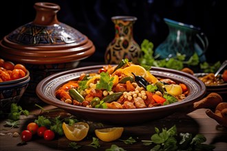 Exquisite Moroccan Cuisine, AI generated