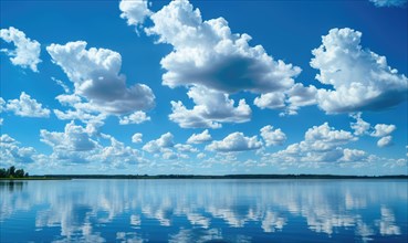 Fluffy white clouds drifting lazily across a brilliant blue sky AI generated