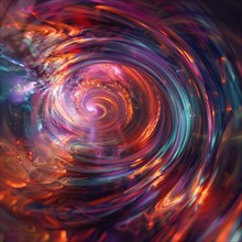 A vibrant cosmic swirl with purple hues and glittering stars AI generated