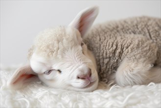 Peaceful Slumber of a Newborn Lamb, AI generated