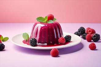 Jelly pudding with berry fruits. KI generiert, generiert, AI generated