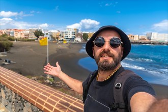 Selfie of a man on vacation in Gran Canaria in the Canary Islands