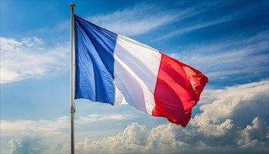 Flag, the national flag of France fluttering in the wind