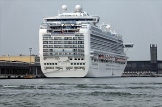 RUBY PRINCESS, A large cruise ship built in 2010, 290m, 3100 passengers, side view of a luxury