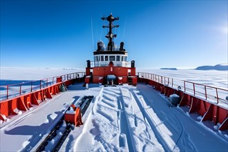Icebreakers deck snow covered, AI generated