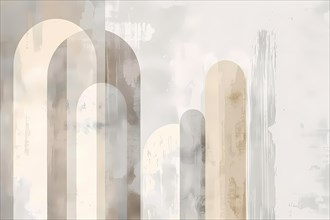 Abstract texture with arched shapes in neutral colors conveying modern simplicity, illustration, AI