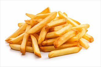 Golden Crispy French Fries Isolated on White, AI generated