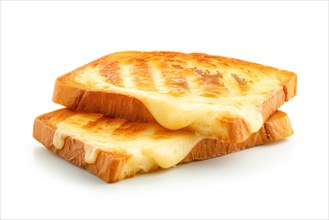 A grilled cheese sandwich with melted cheese oozing out, AI generated