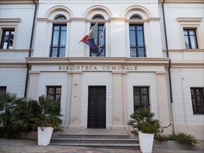 Facade, public library, Olbia, Sardinia, Italy, Europe