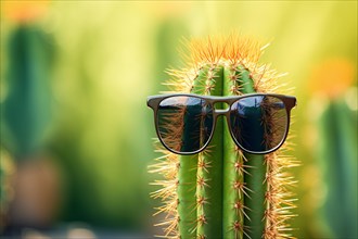Cool cactus plant with sunglasses. KI generiert, generiert, AI generated
