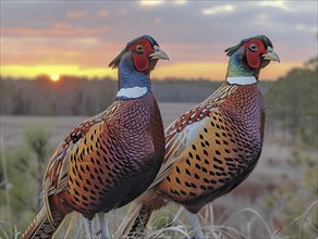 A pheasant (Phasianus colchicus) in natural surroundings, AI generated