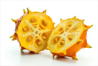 Vibrant Kiwano Melons with a Fresh Cut Half, AI generated
