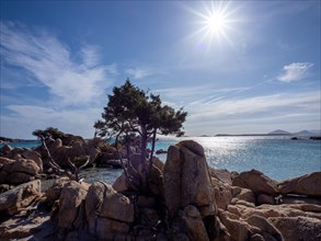 Rock formations, lonely bay, Capriccioli beach, Costa Smeralda, Sardinia, Italy, Europe