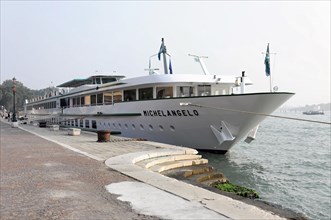 MICHELANSELO, The bow of a cruise ship named after Michelangelo, on the waterfront, Venice, Veneto,