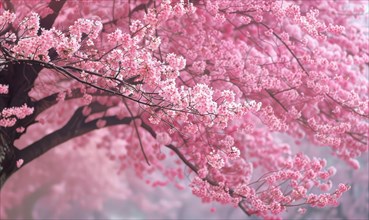 Cherry blossom tree in full bloom, spring nature AI generated