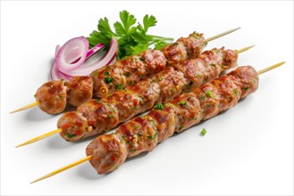 Succulent Grilled Lula Kebabs with Fresh Garnish, AI generated