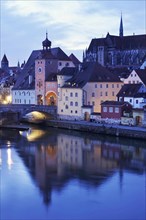 Regensburg, View to the Stone Bridge, Bavaria, Germany, Europe