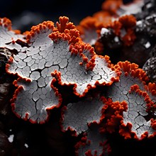 Vibrant lichen textures huggingarctic rocks endurance against extreme cold, AI generated