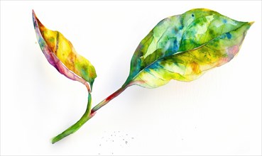 Bright watercolor tree sprout on white background AI generated