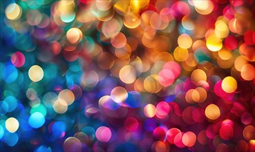 Colorful bokeh lights creating a festive atmosphere, abstract background AI generated