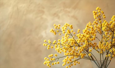 A detailed shot of Mimosa stems arranged in a vase AI generated