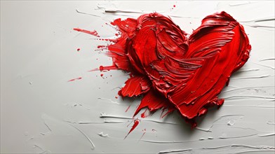 Glossy red heart in an abstract style showcasing depth, texture, and passion on a white surface, ai