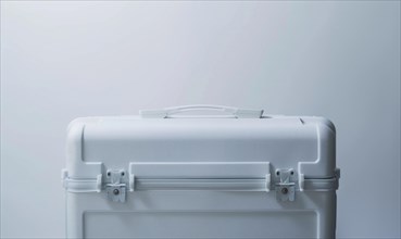White suitcase with a simple clean design, embodying a minimalist travel aesthetic AI generated