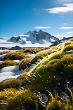Antarctic moss clinging to existence amidst the expansive white terrain, AI generated