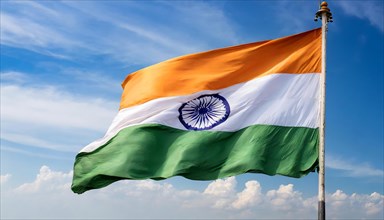 Flag, the national flag of India fluttering in the wind